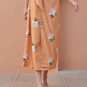 Pale Orange Midi Knotted Skirt