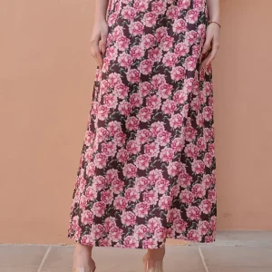 Raisin Straight Satin Skirt