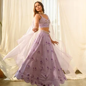 Very Peri Lilac Sequins Kali Lehenga Set